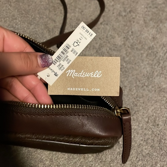 Brown leather Madewell camera bag. Calf hair on one side, smooth leather other - Picture 8 of 9